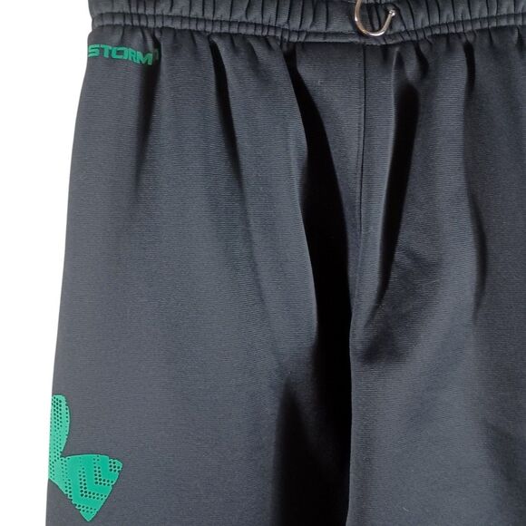Under Armour Youth Boys M Storm Black Track Pants Joggers Green Logo Athletic - Picture 7 of 9